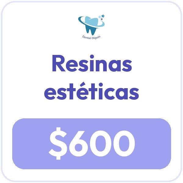 Promoción Resinas estéticas, $600.00